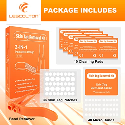 Lescolton Skin Tag Removal Kit 2-7mm Skin Tag Remover Device 40 Bands Skin Ta...