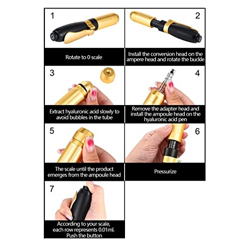 Hyaluron Pen 0.3/0.5ML 2 in 1 Hyaluronic Acid Syringe Pen, Non-Needle Lip Fil...