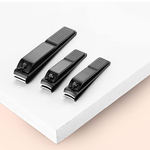 3 pieces nail clippers set, Ultra Sharp Sturdy black stainless Fingernail, To...