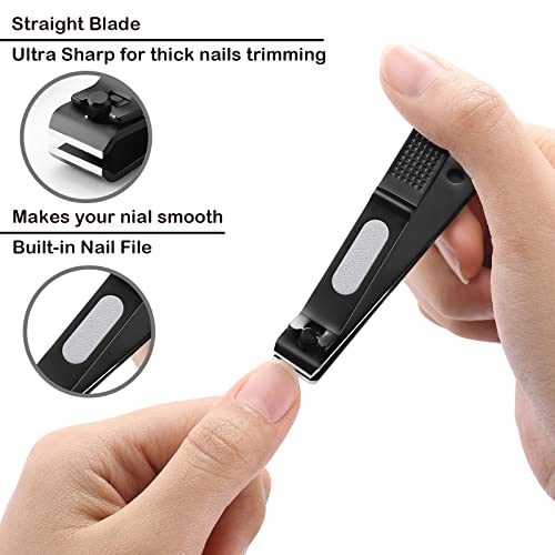 3 pieces nail clippers set, Ultra Sharp Sturdy black stainless Fingernail, To...