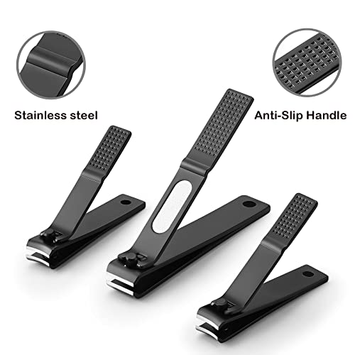 3 pieces nail clippers set, Ultra Sharp Sturdy black stainless Fingernail, To...