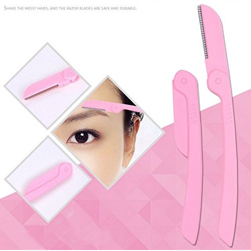 LETB Pink Color 12 Pieces Beauty Care Tools Eyebrow Trimming Kit Eyebrow Scis...