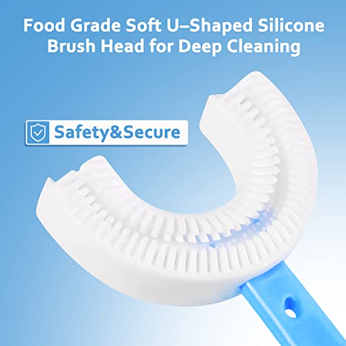 Leterry 2 Pack U-Shaped Toothbrush Kids, Food Grade Soft Silicone Brush Head,...