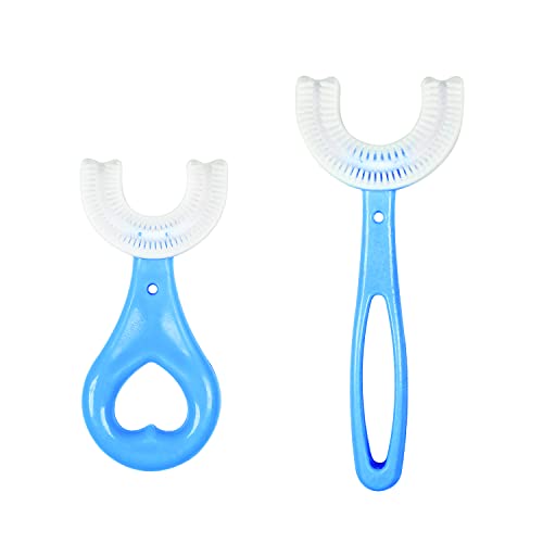 Leterry 2 Pack U-Shaped Toothbrush Kids, Food Grade Soft Silicone Brush Head,...