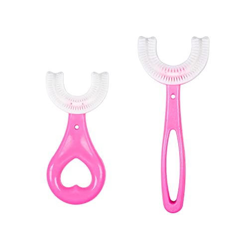 Leterry 2 Pack U-Shaped Toothbrush Kids, Food Grade Soft Silicone Brush Head,...