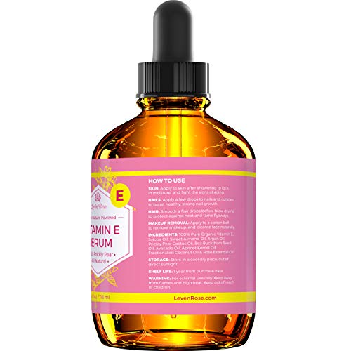 Vitamin E Serum by Leven Rose 100% Pure Organic All Natural Face, Dry Skin & ...