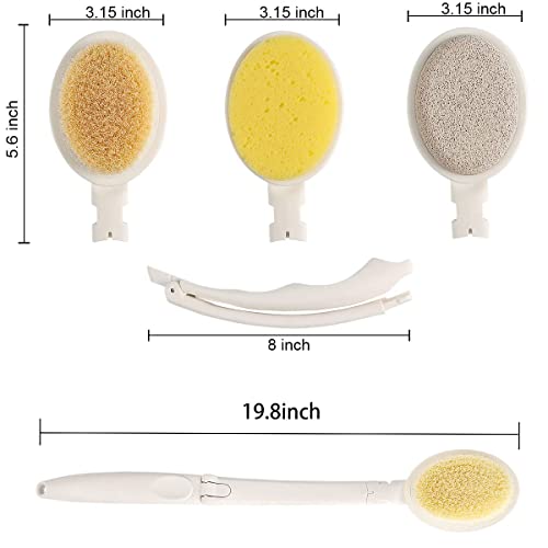 LFJ 3 in 1 Back Bath Brush Set for Shower, 19" Long Handle Body Brush, Bath S...