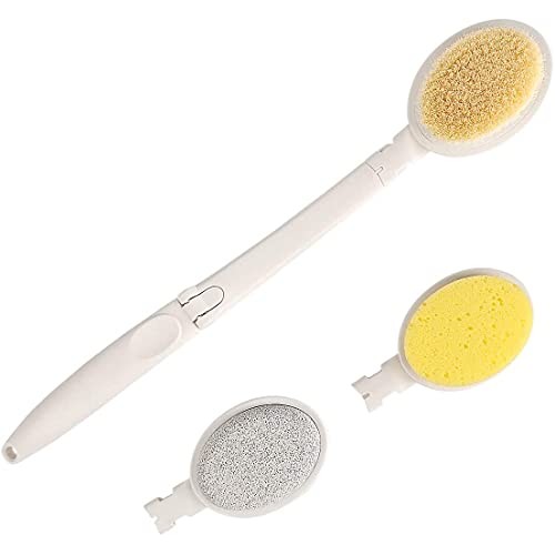 LFJ 3 in 1 Back Bath Brush Set for Shower, 19" Long Handle Body Brush, Bath S...