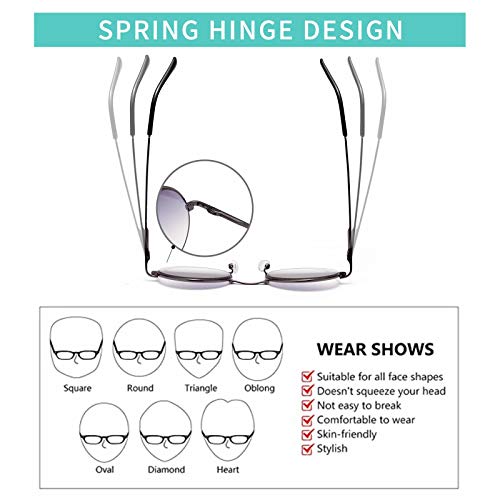 LianSan Round Sun Readers Gradient Lens Anti-Blue UV Protection Reading Sungl...