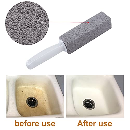 LIANTENG Pumice Cleaning Stone with Long Handle 3 Pack, Toilet Bowl Ring Hard...