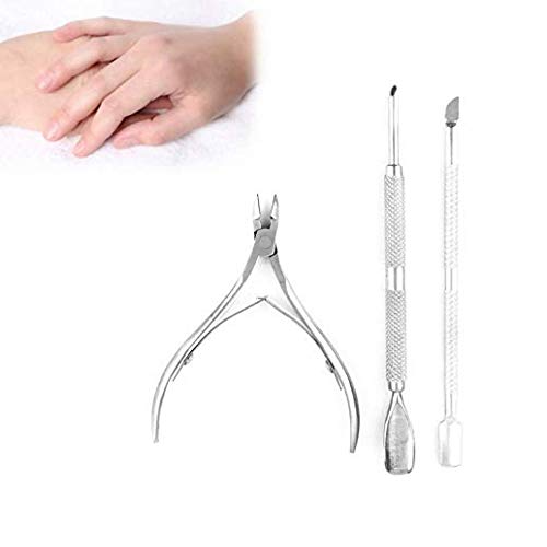 LIAODEHENA Art Manicure Tool，3 Pcs Stainless Steel Nail Cuticle Spoon Pusher...