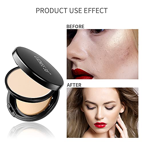 LICHEE SU Silky Press Powder Makeup, Smoothers Setting Powder,Two Way Translu...