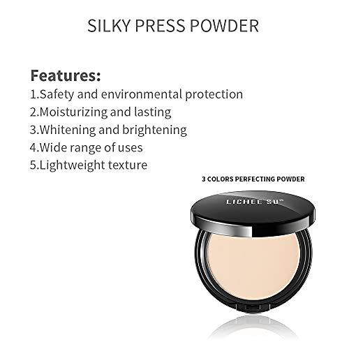 LICHEE SU Silky Press Powder Makeup, Smoothers Setting Powder,Two Way Translu...