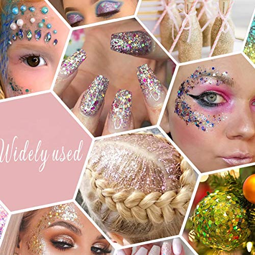 12 Color Chunky Nail Glitter Body Glitter Makeup Glitter for Face Body Eye Ha...