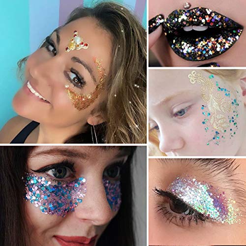 12 Color Chunky Nail Glitter Body Glitter Makeup Glitter for Face Body Eye Ha...