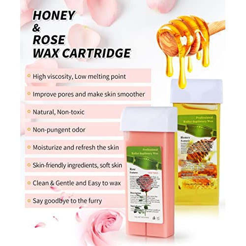 Roll On Wax, Waxing Kit for Women, Waxing Kit for Sensitive Skin, Rose & Hone...