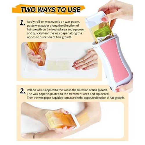 Roll On Wax, Waxing Kit for Women, Waxing Kit for Sensitive Skin, Rose & Hone...