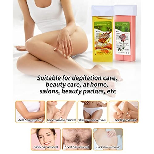 Roll On Wax, Waxing Kit for Women, Waxing Kit for Sensitive Skin, Rose & Hone...
