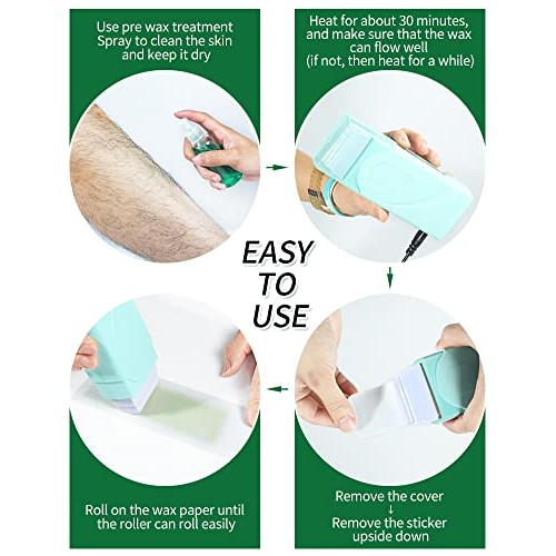 Roller Waxing Kit for Sensitive Skin, Aloe roll on wax cartridge warmer for a...