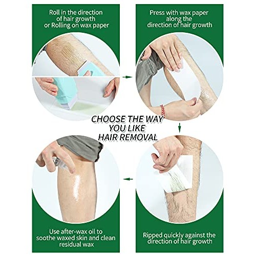 Roller Waxing Kit for Sensitive Skin, Aloe roll on wax cartridge warmer for a...