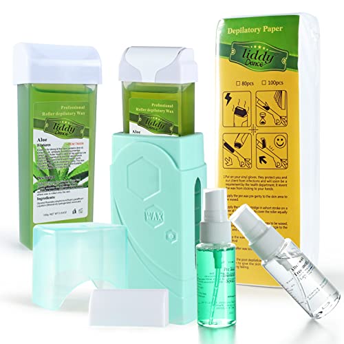 Roller Waxing Kit for Sensitive Skin, Aloe roll on wax cartridge warmer for a...