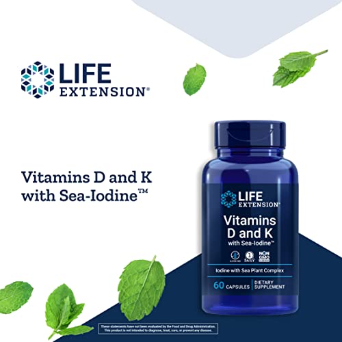 Life Extension Vitamins D and K with Sea-Iodine – Bone, Brain, Thyroid & Arte...