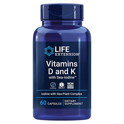 Life Extension Vitamins D and K with Sea-Iodine – Bone, Brain, Thyroid & Arte...