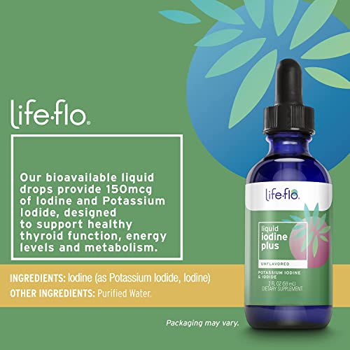 Life-flo Iodine Plus Drops | 150 mcg Iodine Per Serving | Healthy Thyroid, En...
