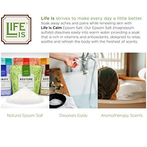 Life Is Calm Epsom Salt Spa 6-Pack l Dissolvable Therapy Formulas for Bath (R...