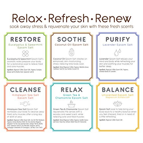 Life Is Calm Epsom Salt Spa 6-Pack l Dissolvable Therapy Formulas for Bath (R...