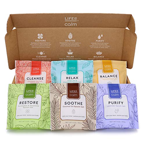 Life Is Calm Epsom Salt Spa 6-Pack l Dissolvable Therapy Formulas for Bath (R...
