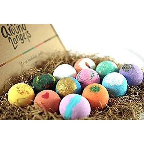 LifeAround2Angels Bath Bombs Gift Set 12 USA made Fizzies, Shea & Coco Butter...