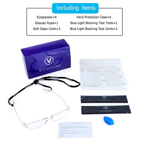 4 Pairs Reading Glasses, Blue Light Blocking Glasses, Computer Reading Glasse...