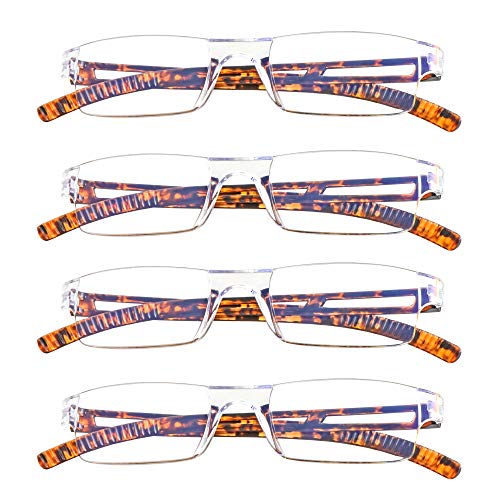 4 Pairs Reading Glasses, Blue Light Blocking Glasses, Computer Reading Glasse...