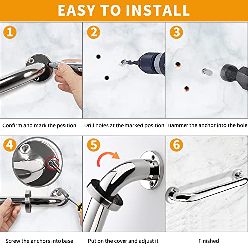 2 Pack Grab Bars for Bathroom, 18 Inch Chrome Stainless Steel Shower Grab Bar...