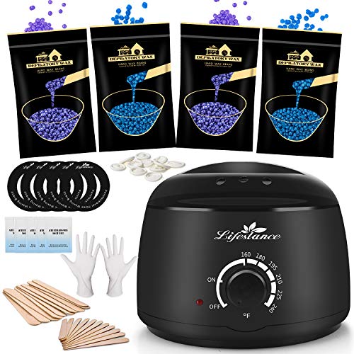 Lifestance Waxing Kit Hair Removal Starter Wax Warmer Kit with 47 Wax Accesso...