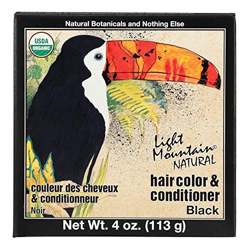 Light Mountain Natural Hair Color & Conditioner, Black, 4 oz (113 g) (Pack of 3)