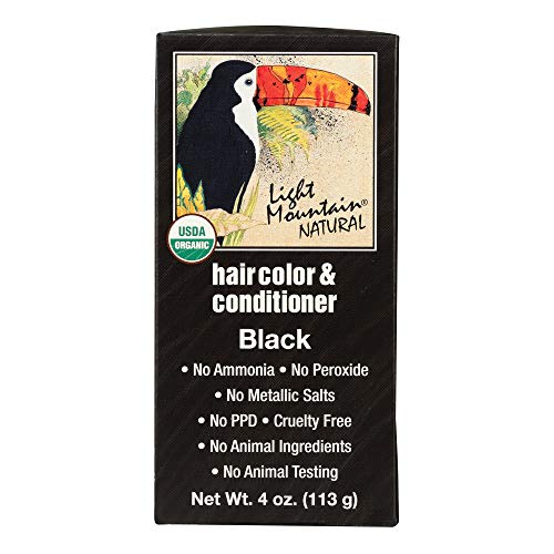 Light Mountain Natural Hair Color & Conditioner, Black, 4 oz (113 g) (Pack of 3)
