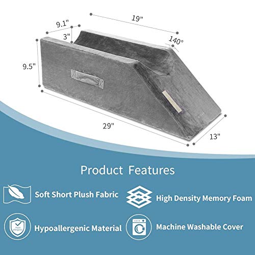 LightEase Memory Foam Leg Support and Elevation Pillow w/Dual Handles for Sur...