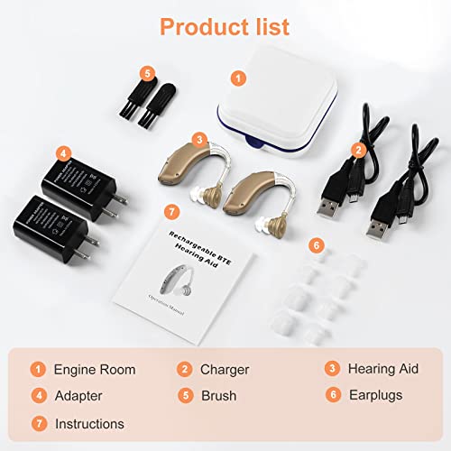 Hearing Aids for Seniors Rechargeable with Noise Cancelling, Nano Hearing Aid...