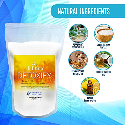Detoxify Bath Salt 40 Ounces Mediterranean Sea Salt with Peppermint, Frankinc...