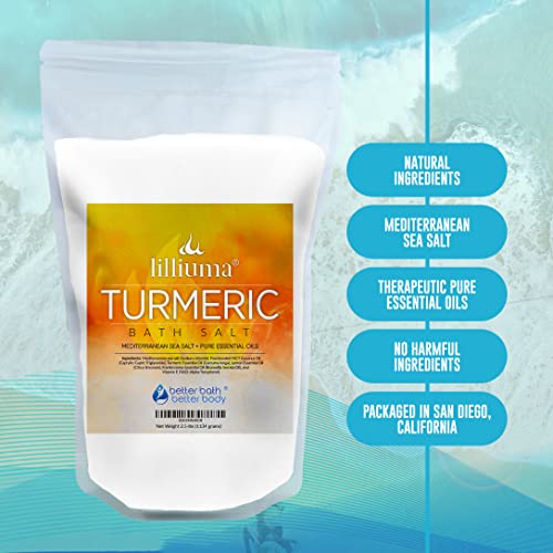 Turmeric Bath Salt 40 Ounces Mediterranean Sea Salt with Turmeric, Lemon, and...