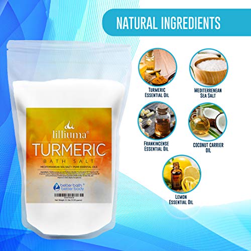 Turmeric Bath Salt 40 Ounces Mediterranean Sea Salt with Turmeric, Lemon, and...
