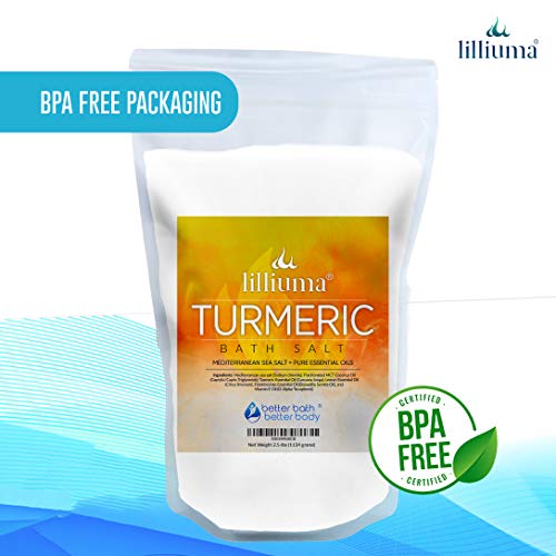 Turmeric Bath Salt 40 Ounces Mediterranean Sea Salt with Turmeric, Lemon, and...