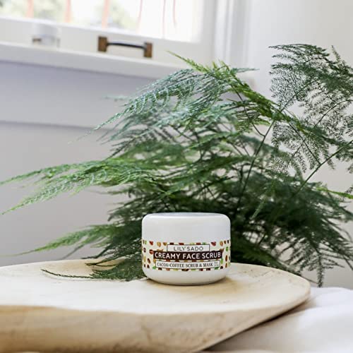 COCOA + COFFEE Creamy Face Scrub - Best Exfoliating VEGAN Facial Cleanser for...