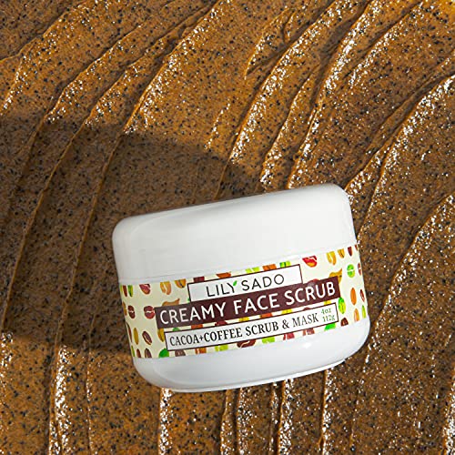 COCOA + COFFEE Creamy Face Scrub - Best Exfoliating VEGAN Facial Cleanser for...