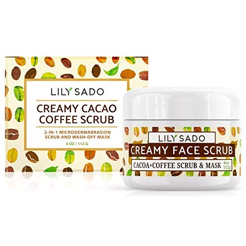 COCOA + COFFEE Creamy Face Scrub - Best Exfoliating VEGAN Facial Cleanser for...
