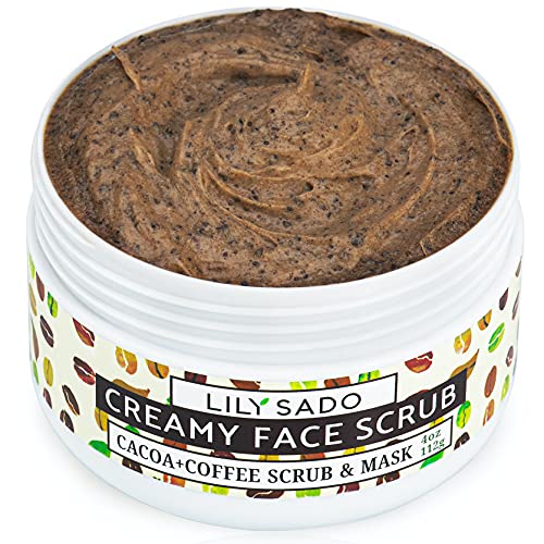 COCOA + COFFEE Creamy Face Scrub - Best Exfoliating VEGAN Facial Cleanser for...