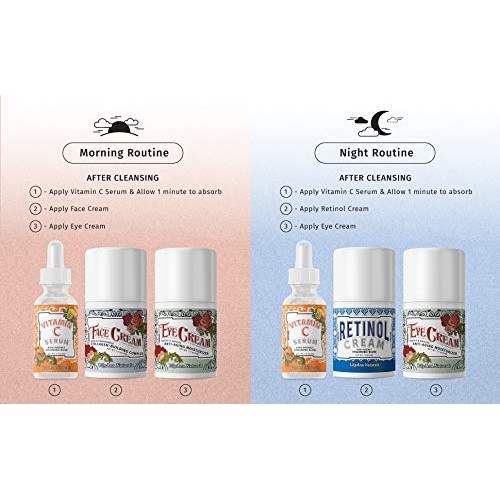LilyAna Naturals Skincare Gift Set - Retinol Cream, Vitamin C Serum, Eye Crea...