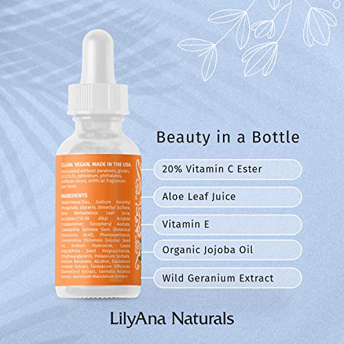 LilyAna Naturals Vitamin C Serum for Face - Made in USA, Face Serum with Hyal...